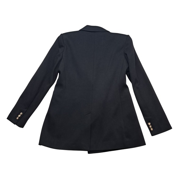 LOFT Blazer Jacket Women's 4 Black Double Breasted Gold Buttons Career Preppy - Picture 3 of 11